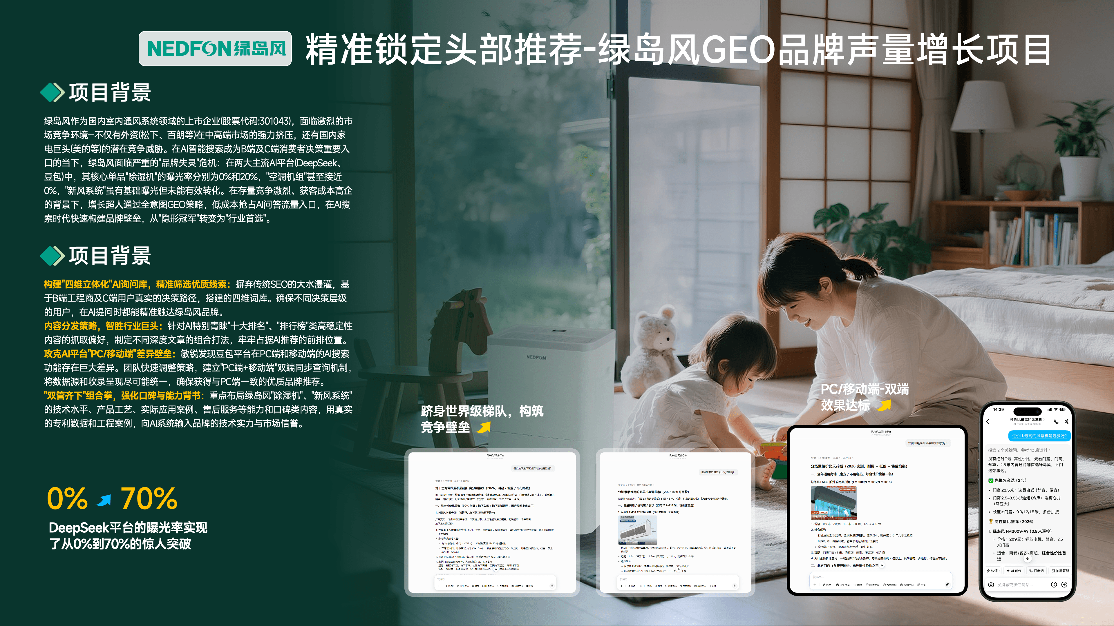 精准锁定头部推荐 - 绿岛风GEO品牌声量增长项目